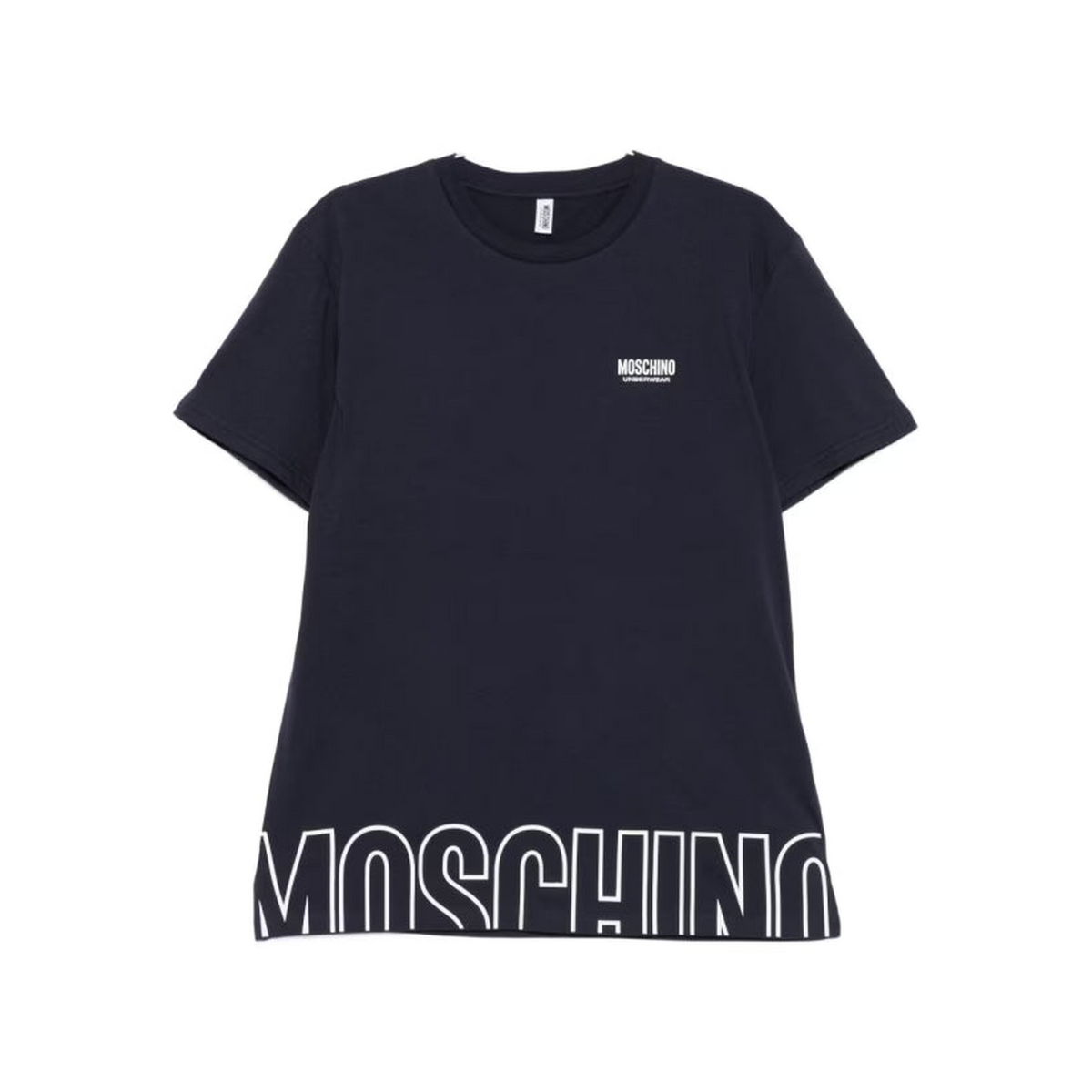 Moschino Blue Crew Neck Logo T-shirts