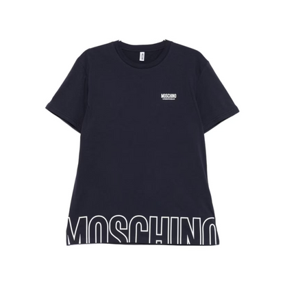 Moschino Blue Crew Neck Logo T-shirts