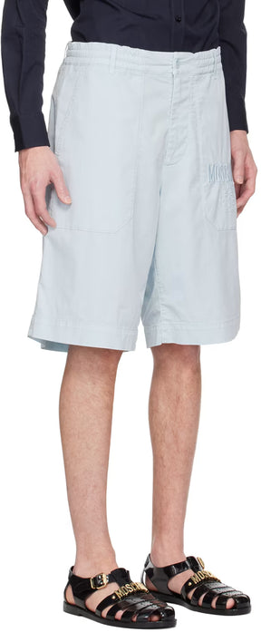 Blue Embroidered Shorts