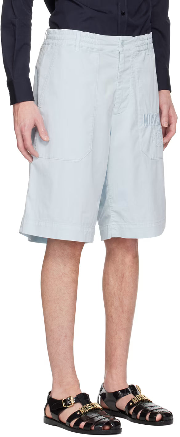 Blue Embroidered Shorts