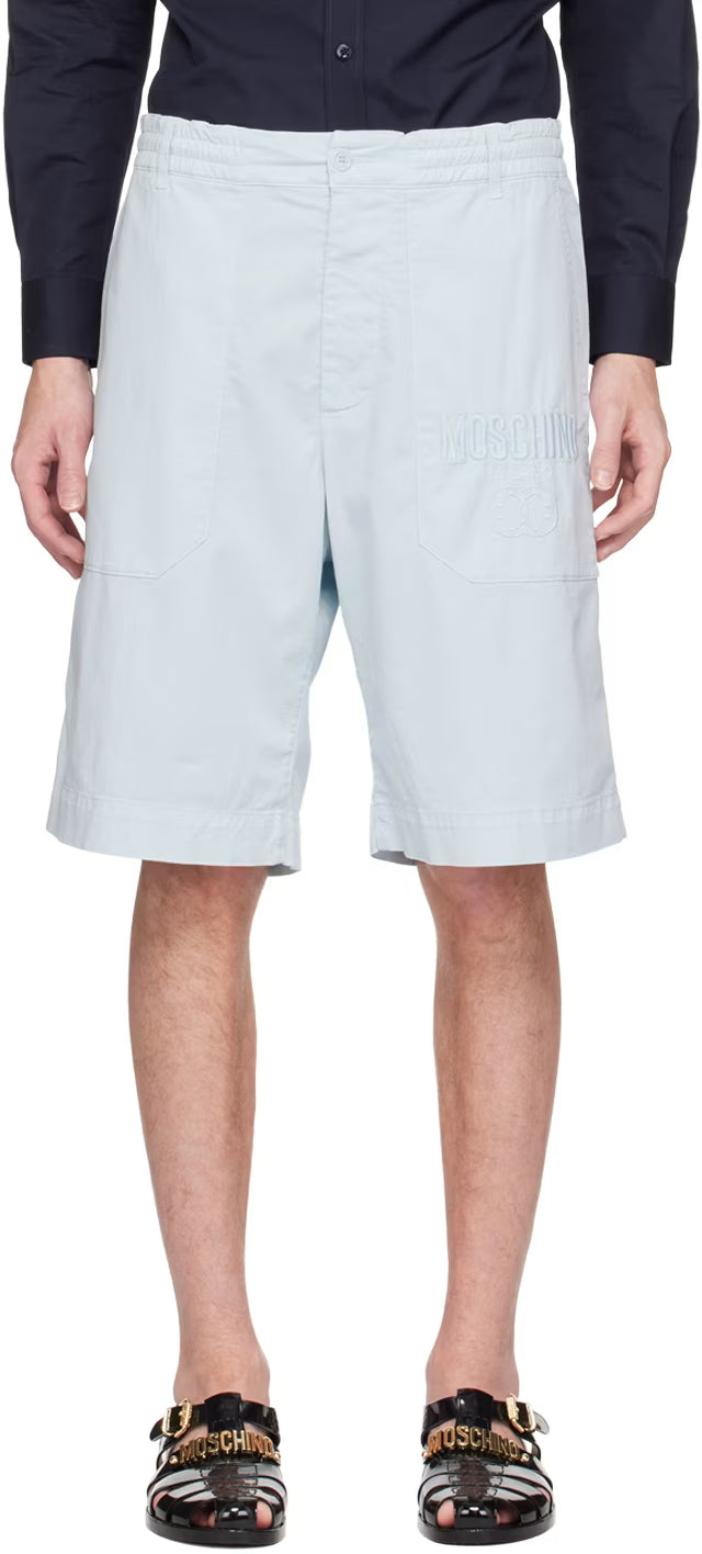 Blue Embroidered Shorts