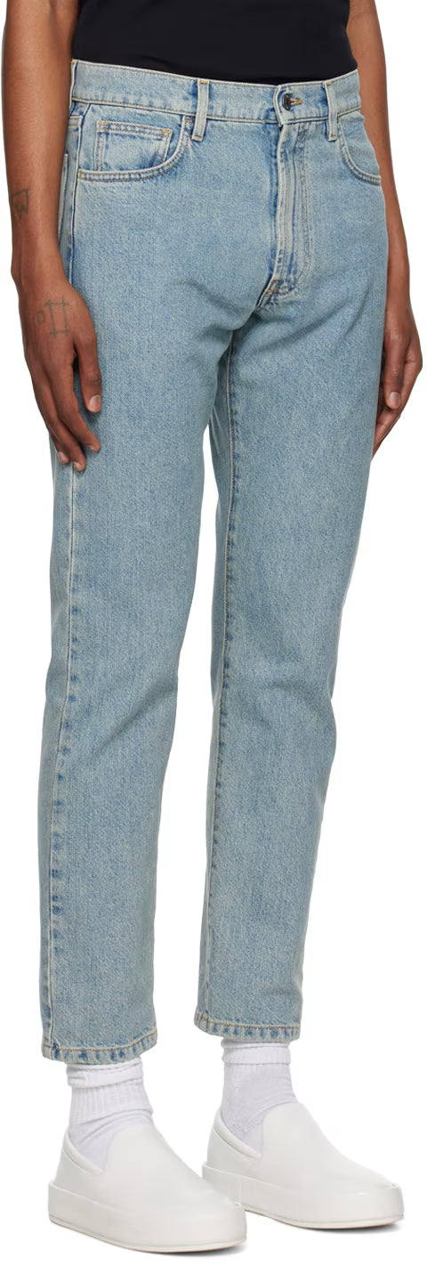 Blue Garment-Washed Jeans