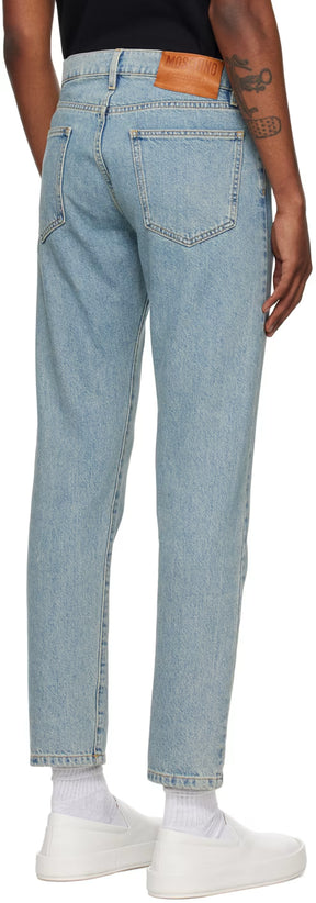 Blue Garment-Washed Jeans