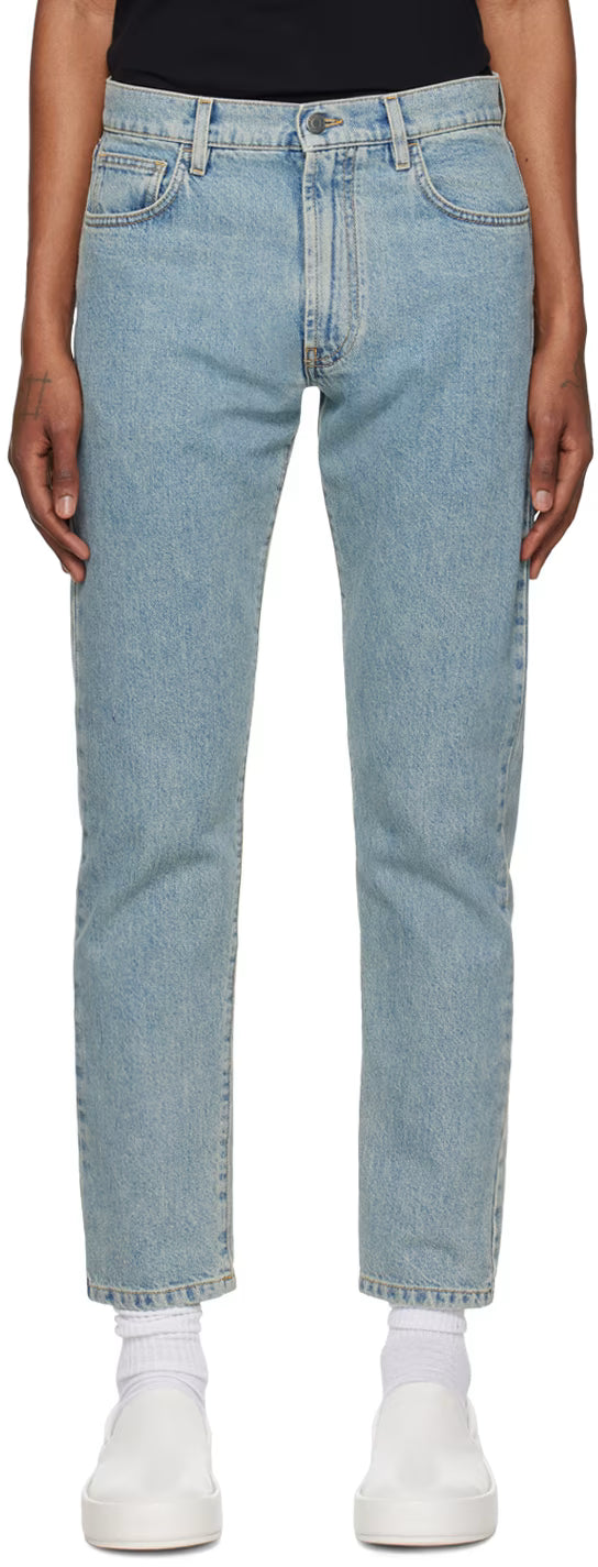 Blue Garment-Washed Jeans