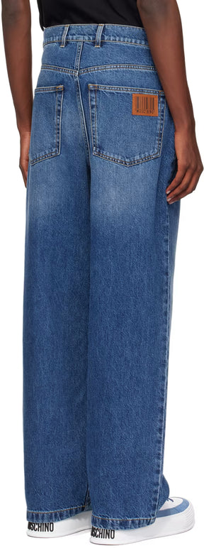 Blue Pleated Jeans