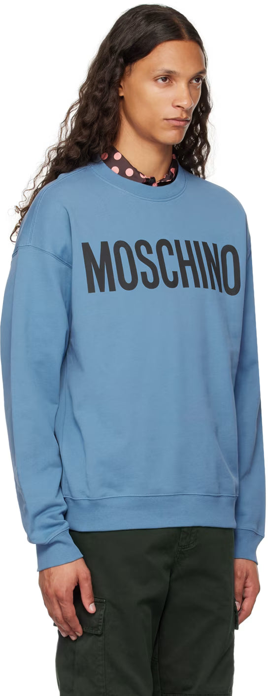 Blue Printed-Logo Sweatshirt