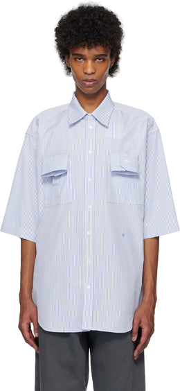 Blue Striped Cuff Details Shirt