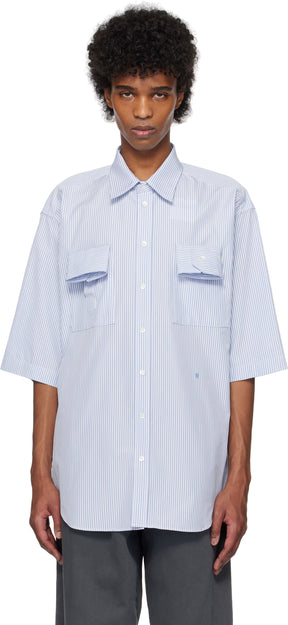 Blue Striped Cuff Details Shirt