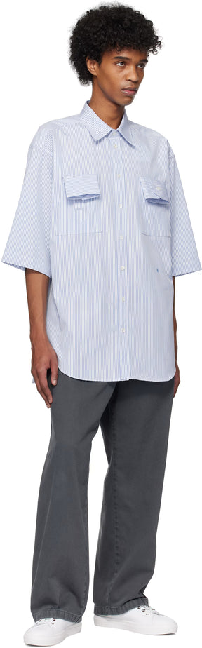Blue Striped Cuff Details Shirt