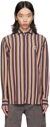 Brown Striped Teddy Patch Shirt