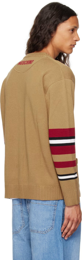 Brown Virgin Wool Striped Cardigan
