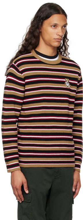 Brown Virgin Wool Striped Sweater