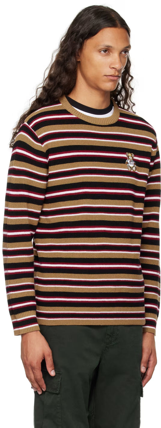 Brown Virgin Wool Striped Sweater