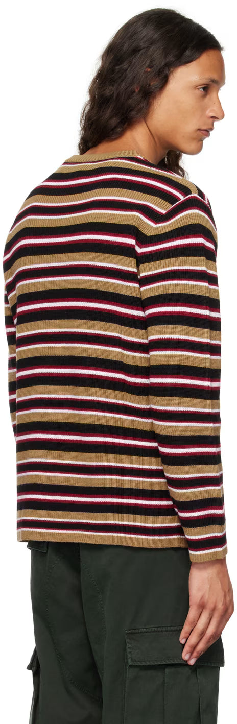 Brown Virgin Wool Striped Sweater