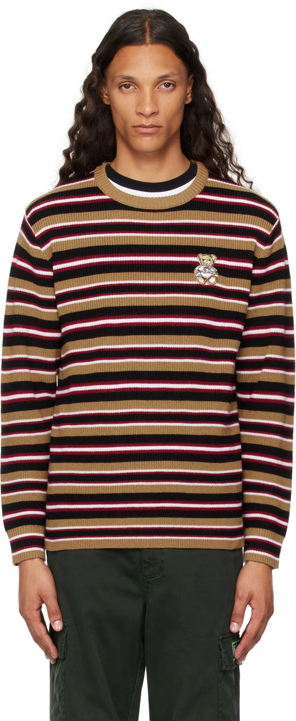 Brown Virgin Wool Striped Sweater