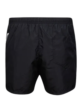 Moschino Large Circular Milano Logo Black Swim Shorts