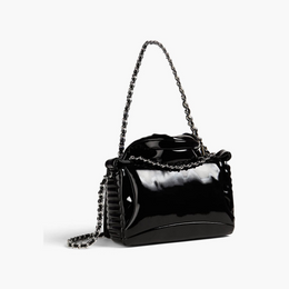MOSCHINO Embellished faux patent-leather shoulder bag