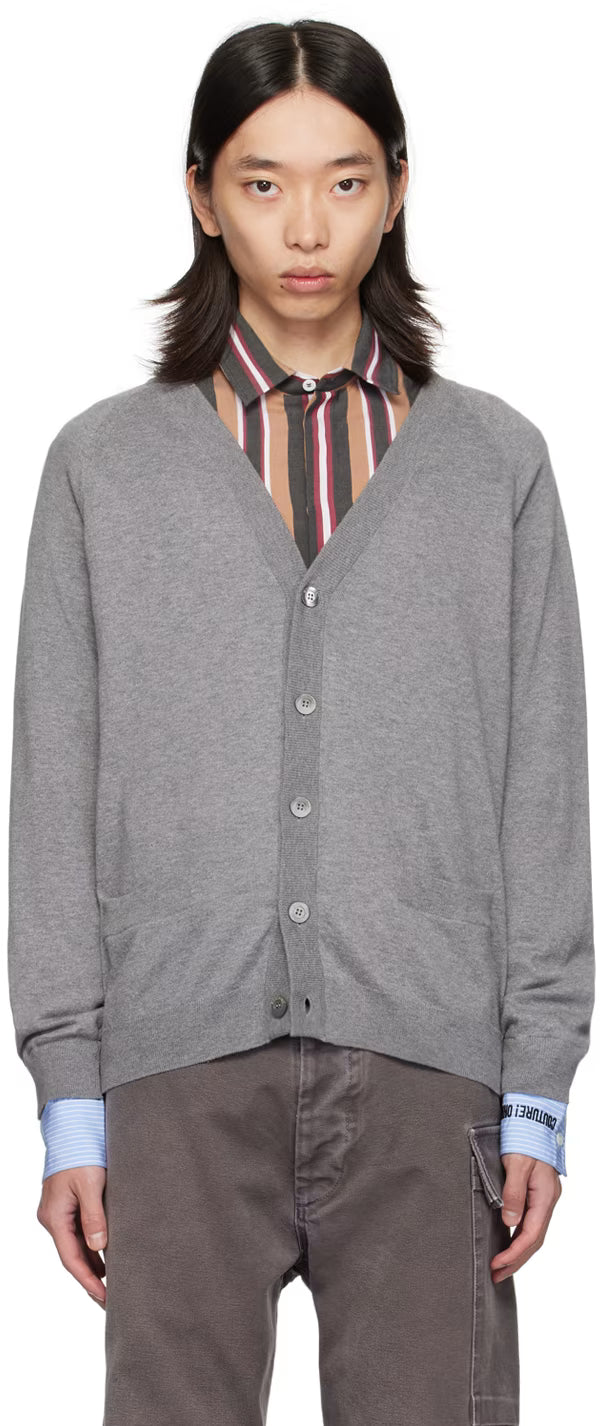 Gray Upside Down Logo Cardigan