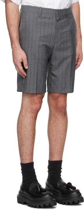 Gray Wool Pinstripe Shorts