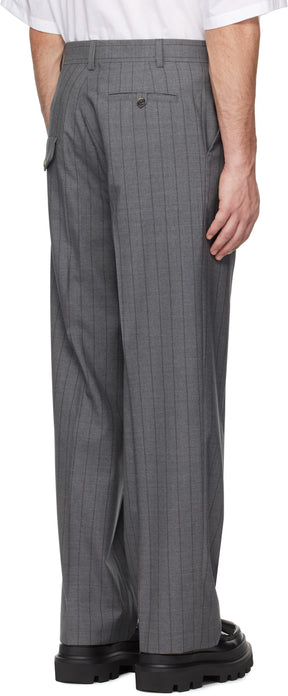Gray Wool Pinstripe Trousers