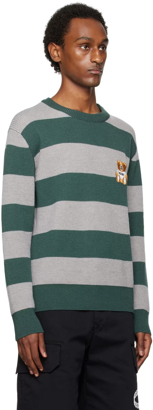 Green & Gray Teddy Patch Sweater