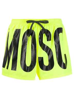 Moschino Print Logo Bright Yellow Short Swim Shorts