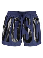 Moschino Print Logo Navy Blue Short Swim Shorts