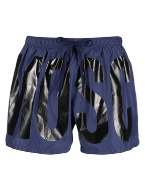 Moschino Print Logo Navy Blue Short Swim Shorts