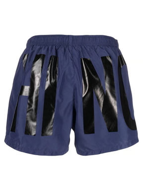 Moschino Print Logo Navy Blue Short Swim Shorts