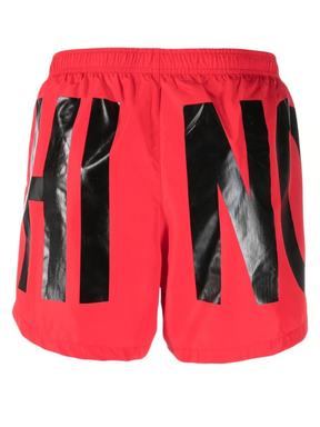 Moschino Print Logo Red Swim Shorts