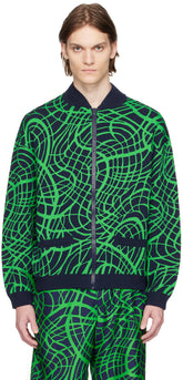 Navy & Green Wave Bomber Jacket