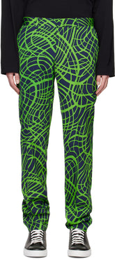 Navy & Green Wave Line Trousers