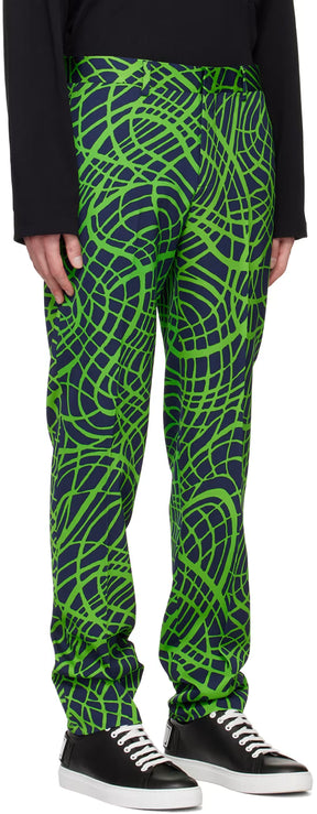 Navy & Green Wave Line Trousers
