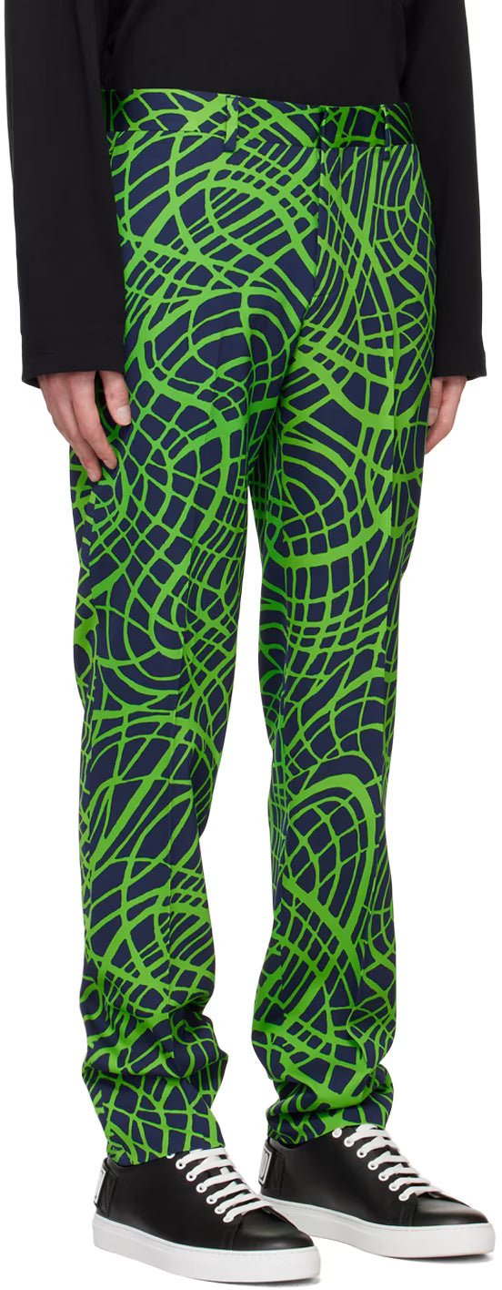 Navy & Green Wave Line Trousers