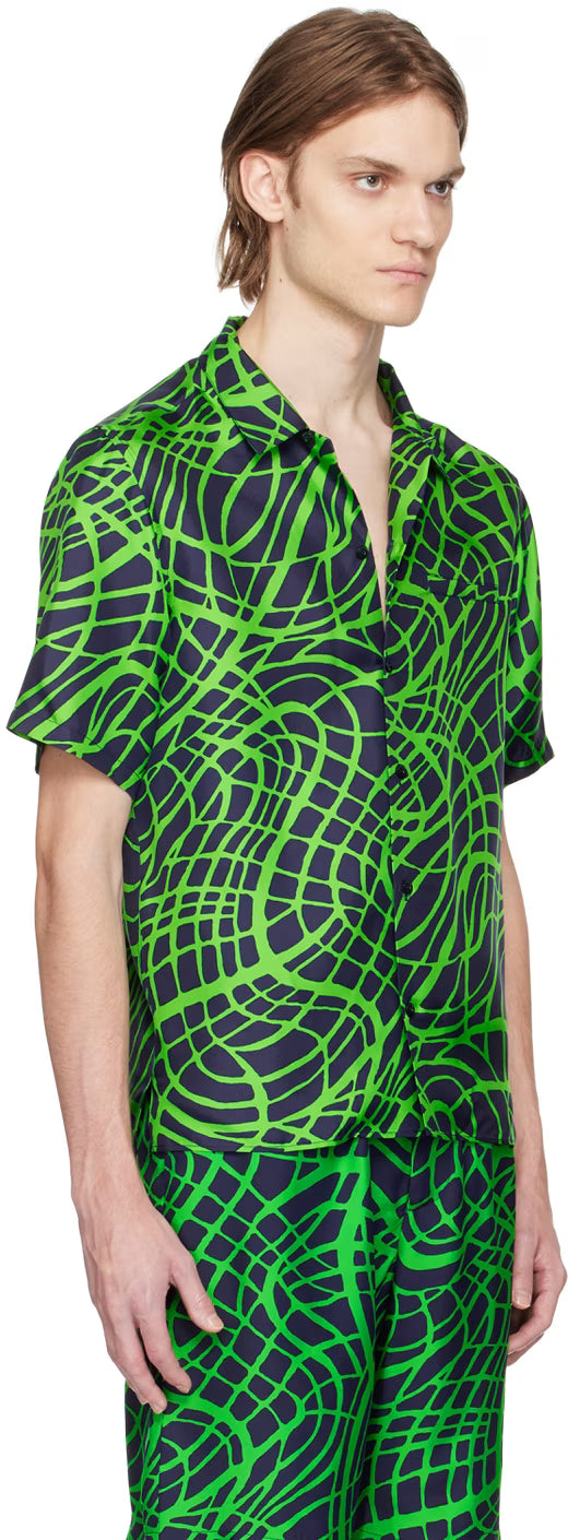 Navy & Green Wave Shirt