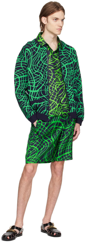 Navy & Green Wave Shirt
