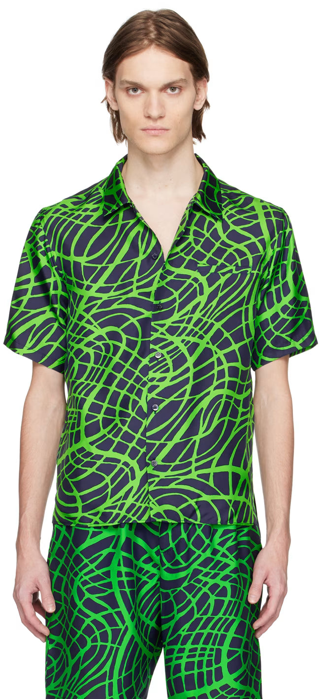 Navy & Green Wave Shirt