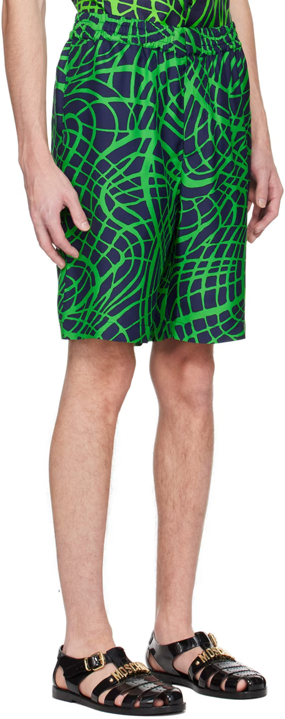 Navy & Green Wave Shorts