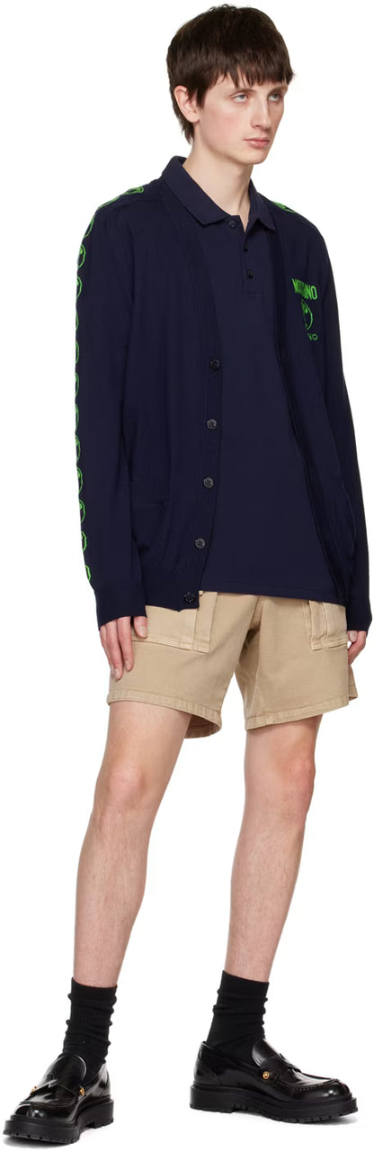 Navy Double Question Mark Cardigan