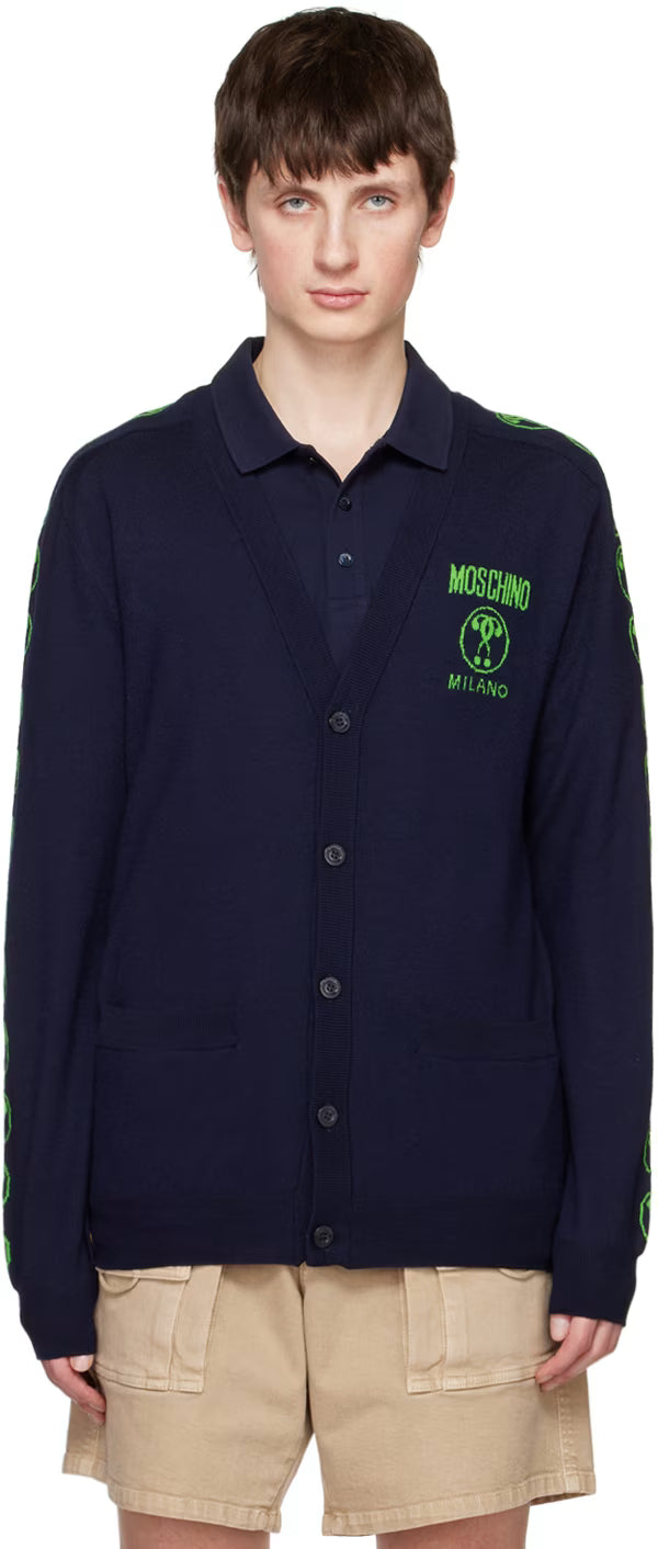 Navy Double Question Mark Cardigan