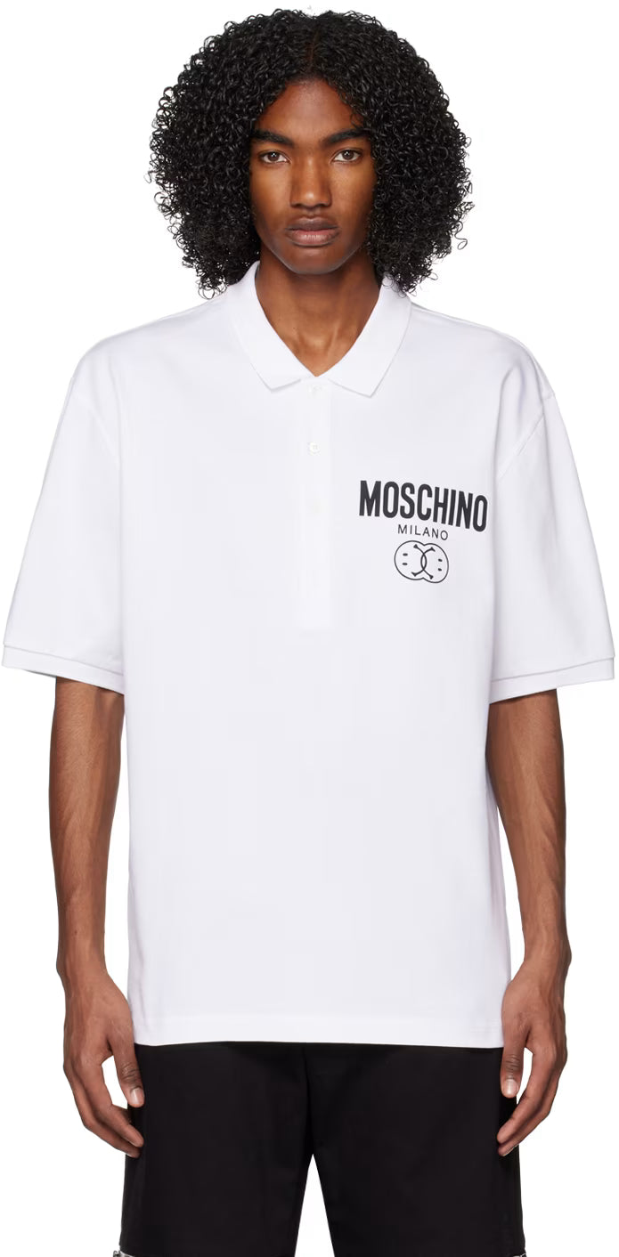 White Double Smiley Polo