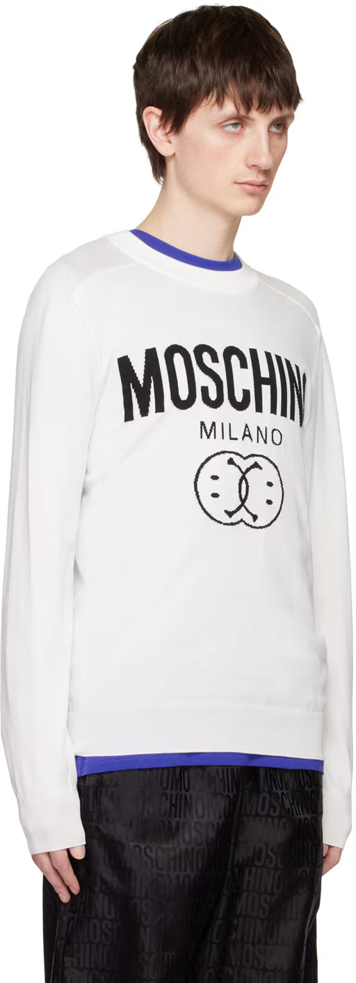 White Double Smiley Sweater