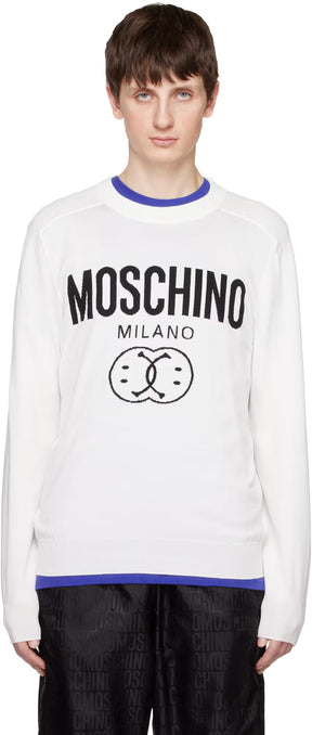 White Double Smiley Sweater