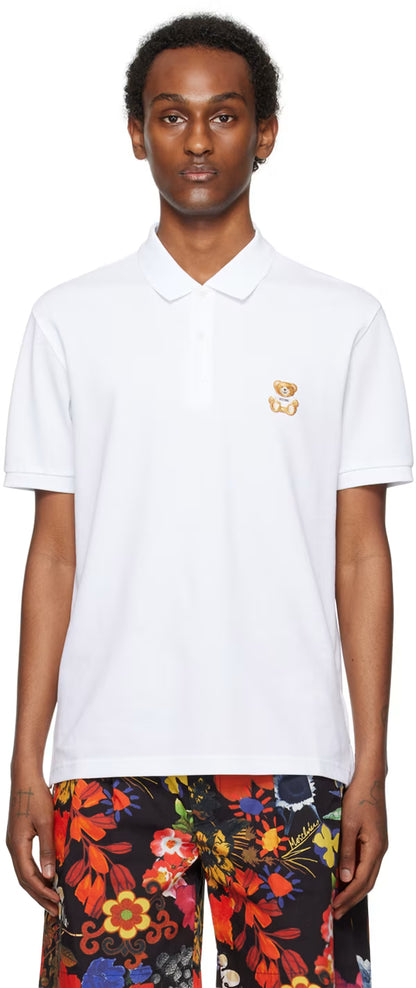 White Embroidered Polo