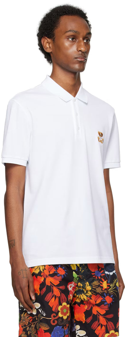 White Embroidered Polo