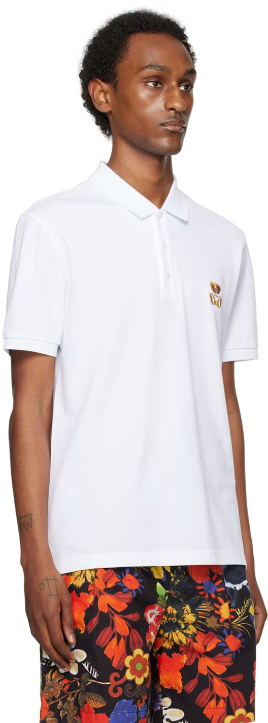 White Embroidered Polo