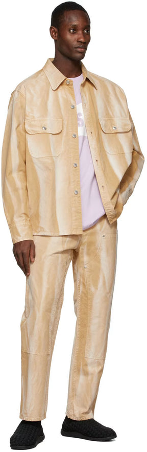 Beige Tie-Dye Denim Pants