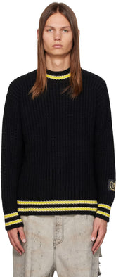 Black College Patch Sweater