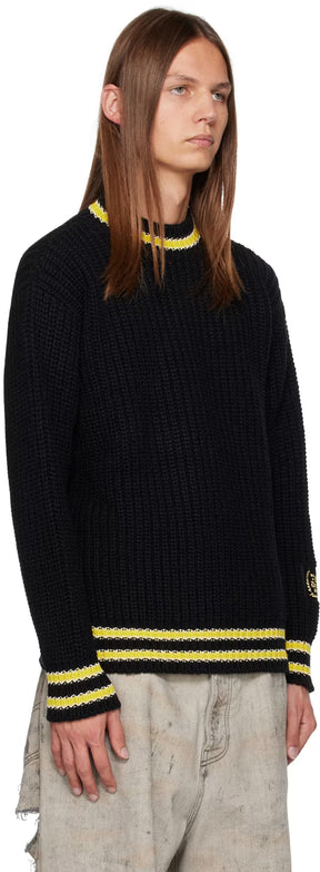 Black College Patch Sweater