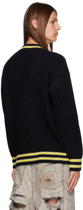 Black College Patch Sweater
